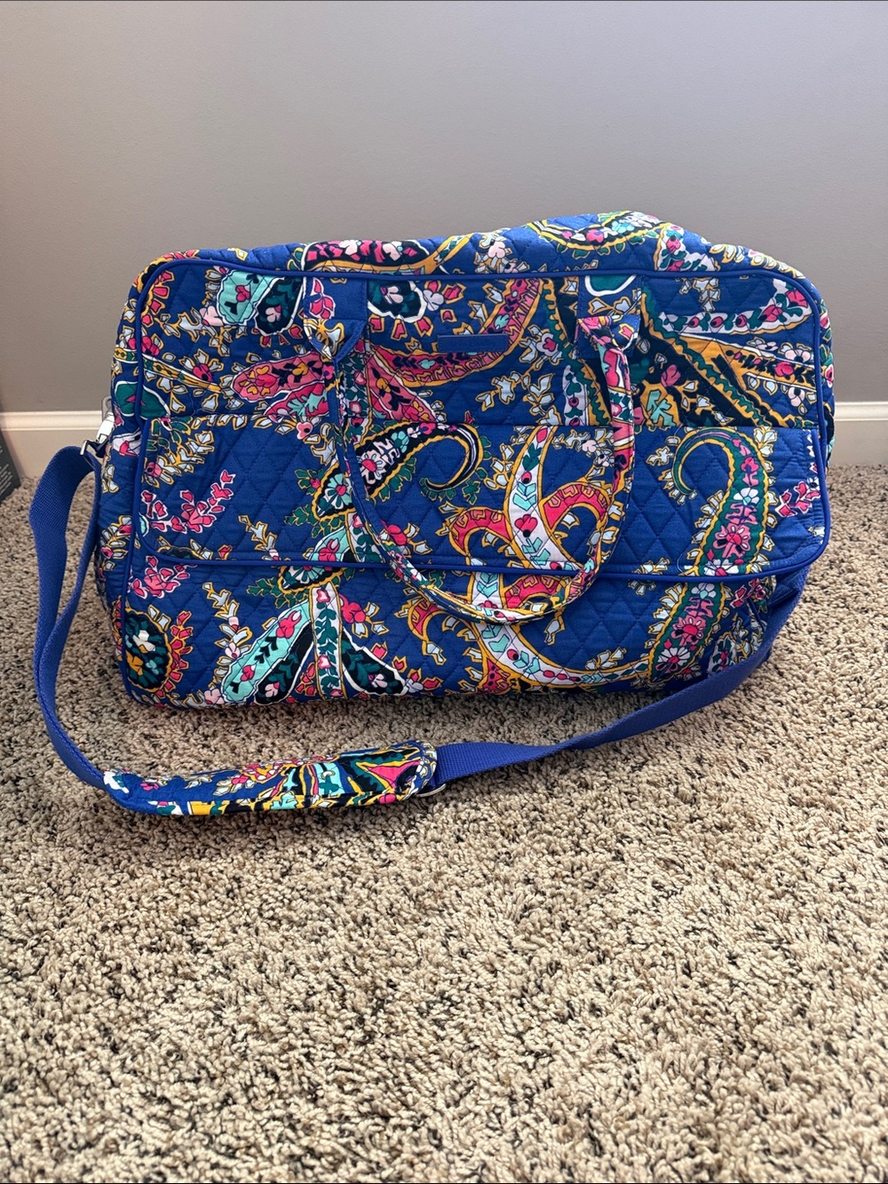 Vera Bradley Blue Paisley Quilted Travel Bag
